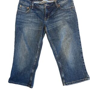 American Eagle Artist Crop Jeans Stretch Denim Blue Wash Women's Size 12/26